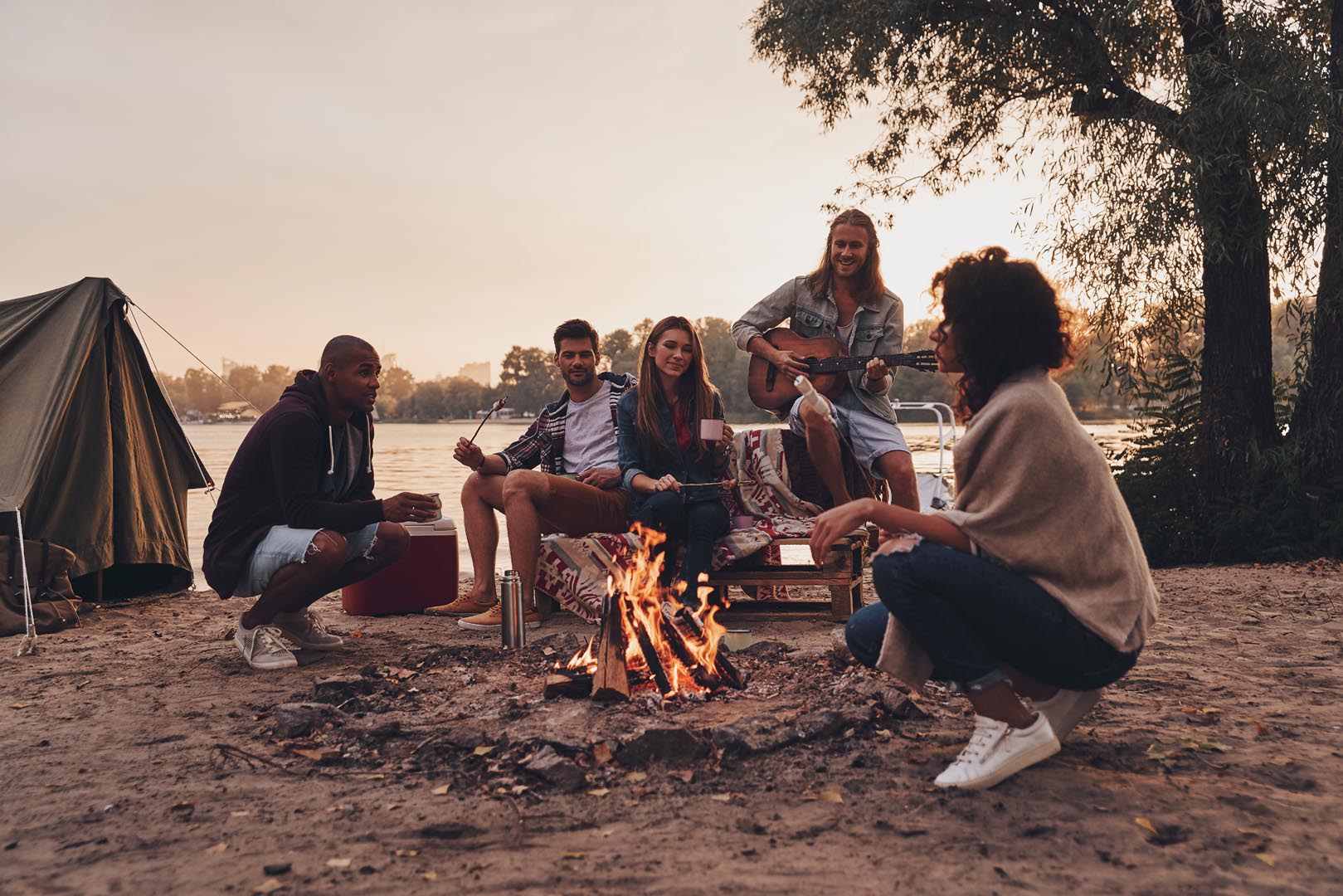 Enjoying happy moments group young people casual wear smiling