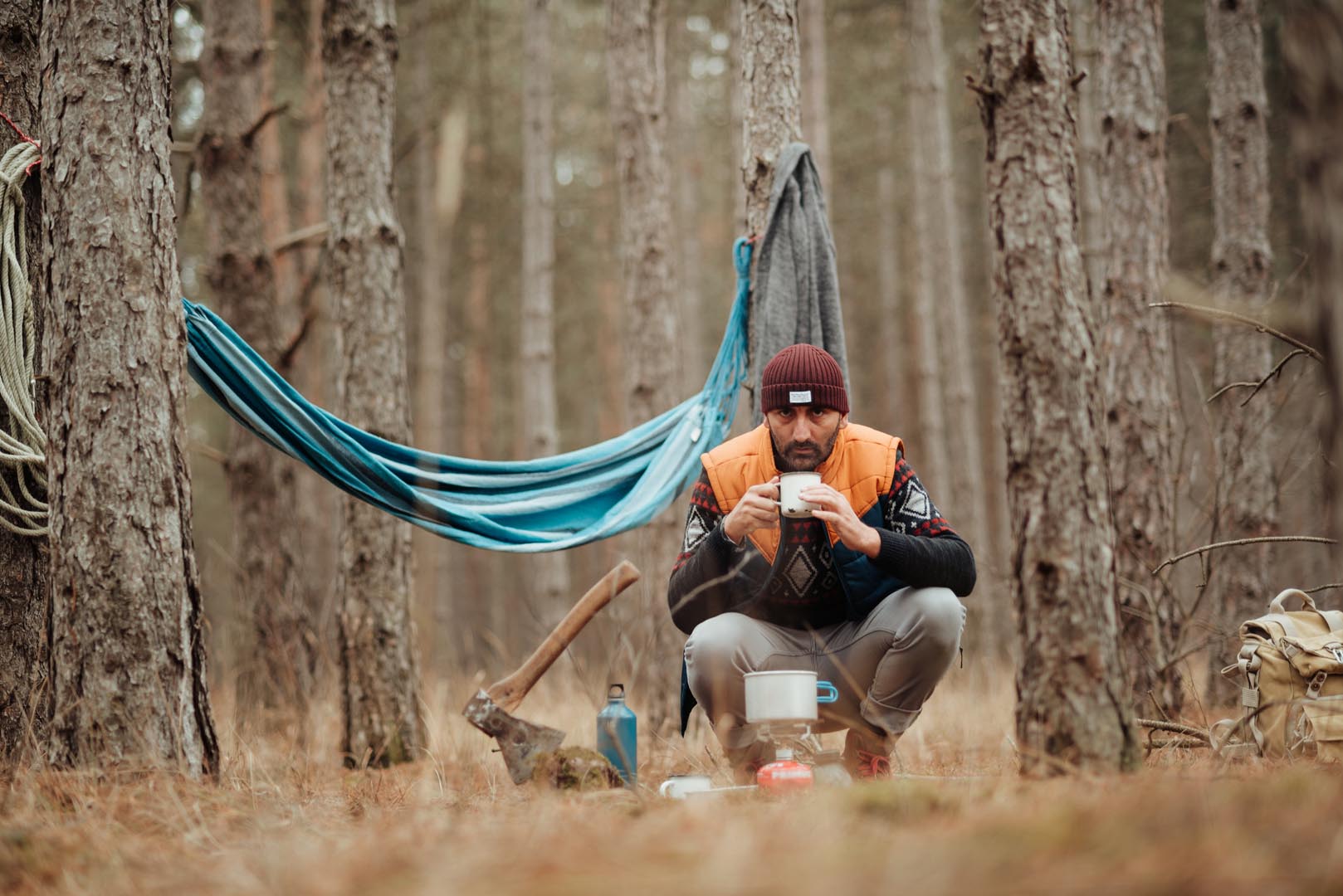 Man forest camp